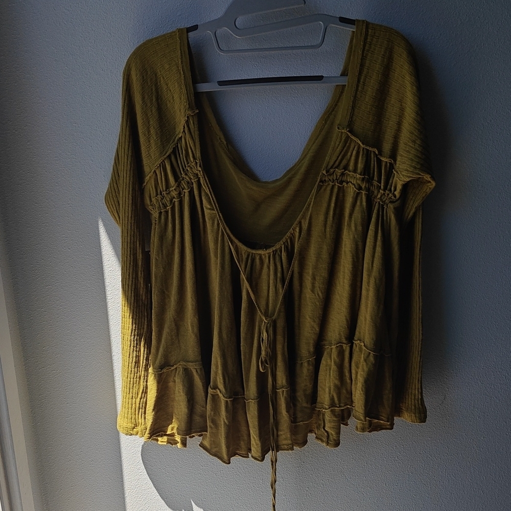 Free People Yellow Bell Sleeve Peplum Blouse - Picture 6 of 7